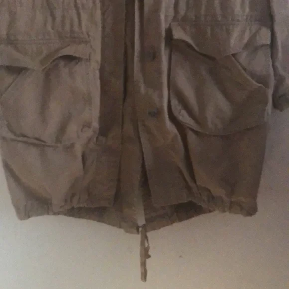Old Navy Tan Hooded Long Button Down Utility Jacket - Picture 8 of 10